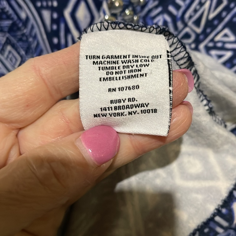 Ruby Rd. Jeweled Neck Geometric Pattern Top Size … - image 6